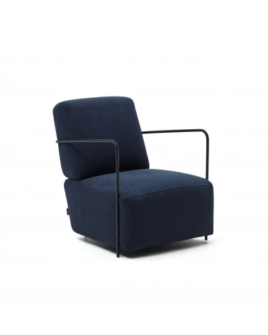 Gamer armchair in blue and metal with black finish