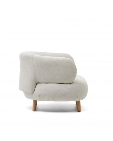 Luisa armchair in pearl with solid beech wood legs
