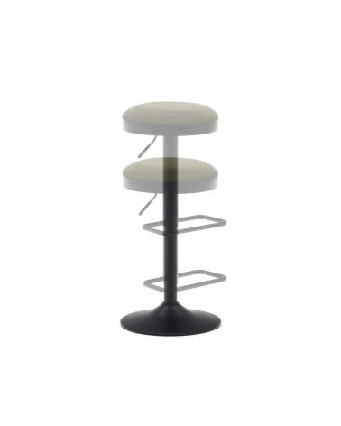 Zaib stool in dark green chenille and matt black steel height 58-80 cm