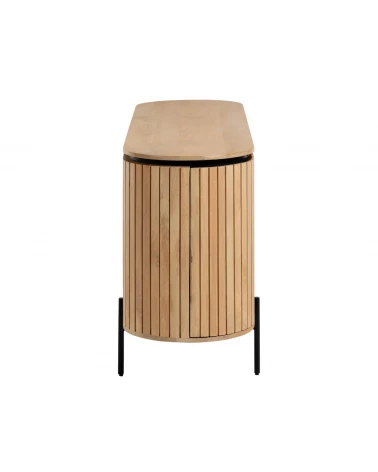 Licia solid mango wood sideboard with 4 doors and black finish metal, 170 x 80 cm
