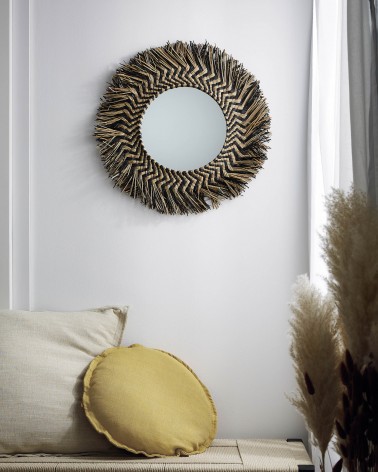 Takashi natural fibre mirror, Ø 60 cm