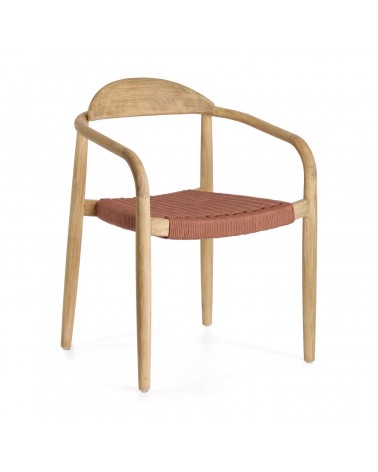 Nina chair in solid acacia wood and terracotta rope seat