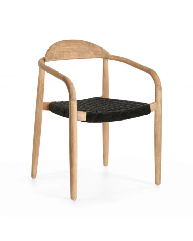 Nina chair in solid acacia wood and black rope seat