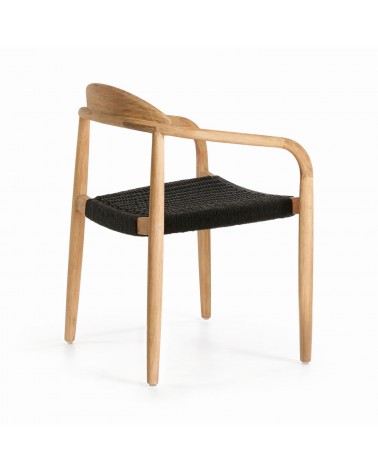 Nina chair in solid acacia wood and black rope seat