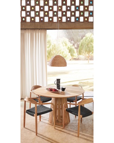 Jeanette round solid teak wood table, Ø 120 cm