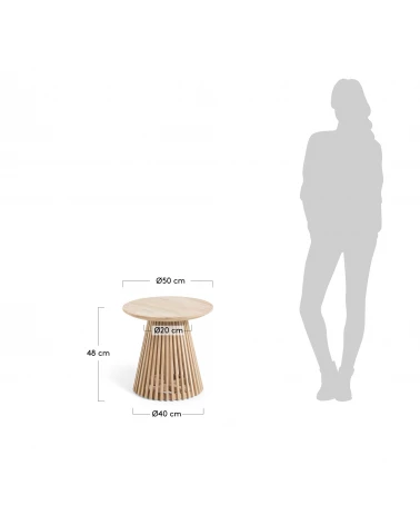 Jeanette round solid teak wood side table, Ø 50 cm