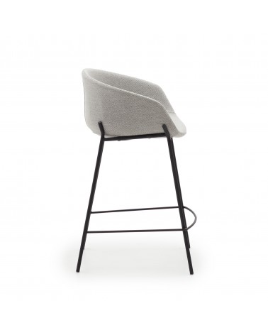 Yvette light grey stool with steel in a black finish, height 65 cm