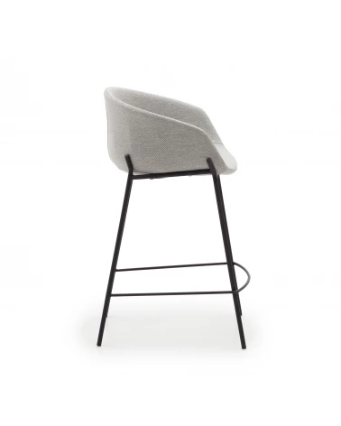 Yvette light grey stool with steel in a black finish, height 65 cm