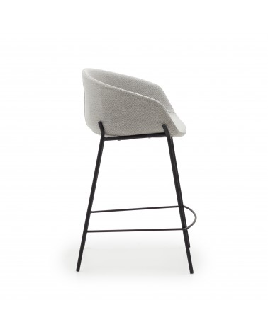 Yvette light grey stool with steel in a black finish, height 65 cm