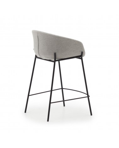 Yvette light grey stool with steel in a black finish, height 65 cm