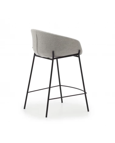 Yvette light grey stool with steel in a black finish, height 65 cm