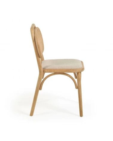 Doriane solid oak chair with natural finish and upholstered seat
