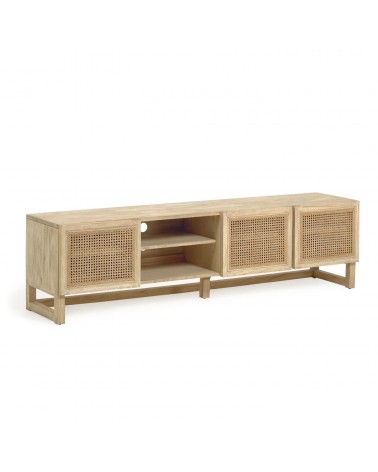 Rexit 3 door solid and veneer white cedarwood with rattan, 180 x 50 cm