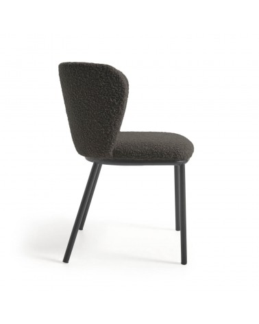Ciselia chair with black shearling and black metal