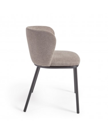 Ciselia chair in light brown chenille and black steel