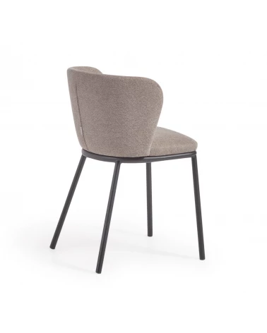 Ciselia chair in light brown chenille and black steel