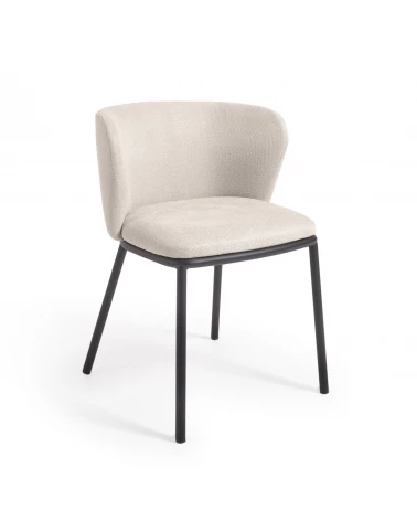 Ciselia chair in beige chenille and black steel