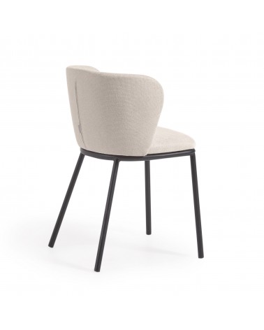 Ciselia chair in beige chenille and black steel