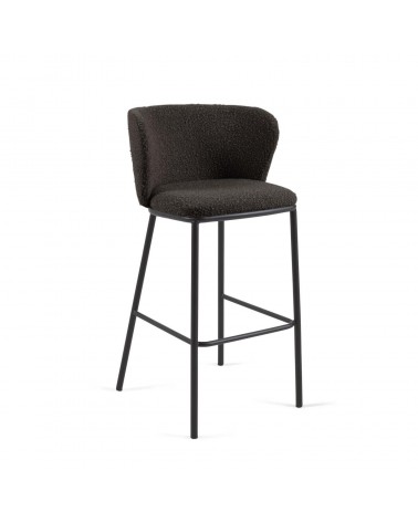 Ciselia stool with black shearling and black metal, height 75 cm