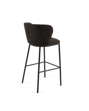 Ciselia stool with black shearling and black metal, height 75 cm