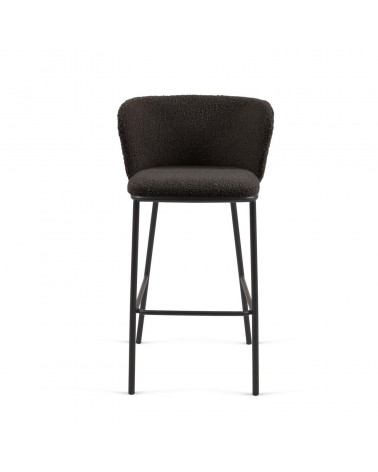 Ciselia stool with black shearling and black metal, height 75 cm