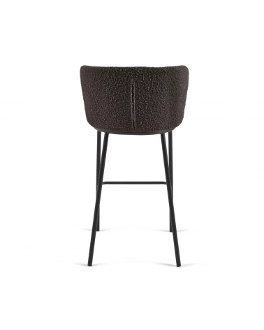 Ciselia stool with black shearling and black metal, height 75 cm