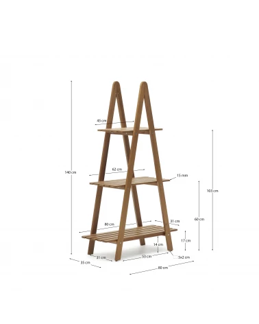 Victora outdoor shelving unit made from solid acacia wood, 80 x 140 cm