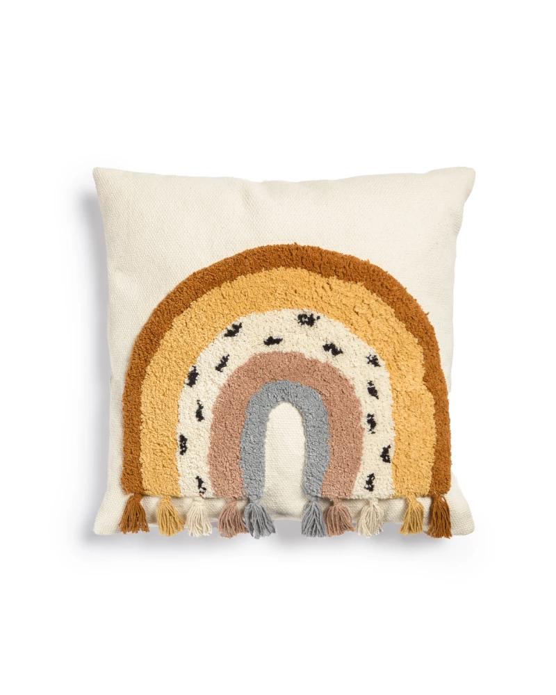 Tadea cushion cover, 100% cotton with a multicolour rainbow design, 45 x 45 cm