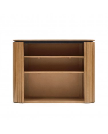 Licia solid mango wood bookshelf with painted black metal, 120 x 90 cm