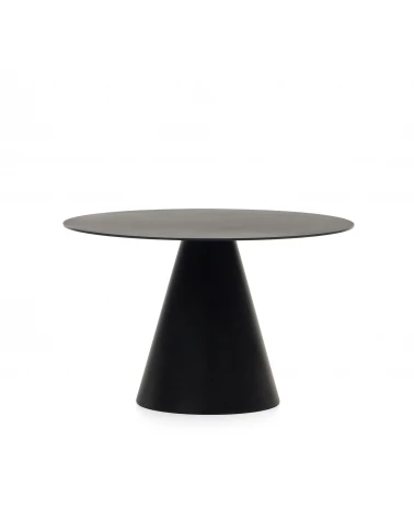 Wilshire tempered glass and metal table with a matte black finish, Ø 120 cm