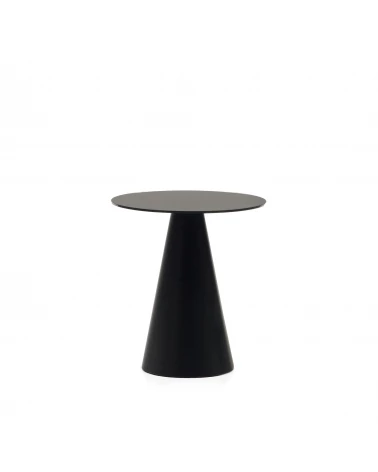 Wilshire tempered glass and metal side table with a matte black finish, Ø 50 cm