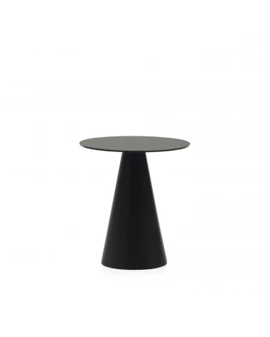 Wilshire tempered glass and metal side table with a matte black finish, Ø 50 cm