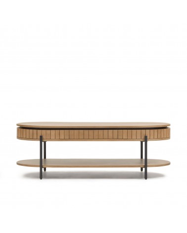 Licia mango wood coffee table with 1 drawer, with a natural finish and metal, 130 x 65 cm