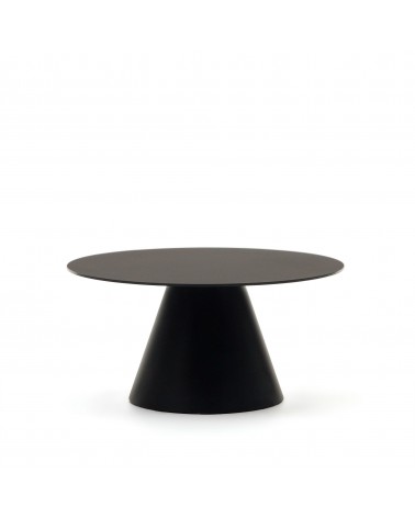Wilshire tempered glass and metal coffee table with a matte black finish, Ø 80 cm