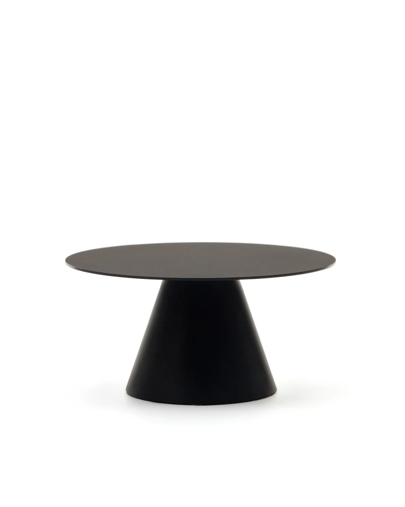 Wilshire tempered glass and metal coffee table with a matte black finish, Ø 80 cm