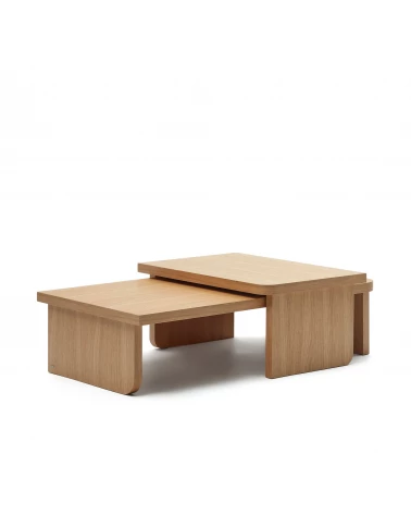 Oaq set of 2 coffee tables in oak wood veneer with natural finish