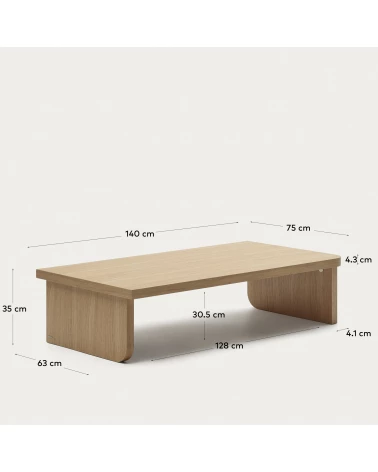 Oaq set of 2 coffee tables in oak wood veneer with natural finish