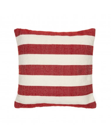 Nans 100% PET cushion cover with white and red stripes, 45 x 45 cm