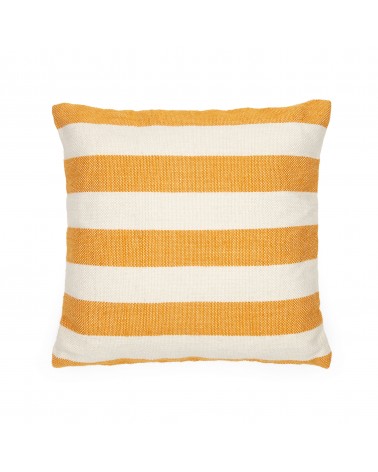 Nans 100% PET cushion cover with white and mustard stripes, 45 x 45 cm