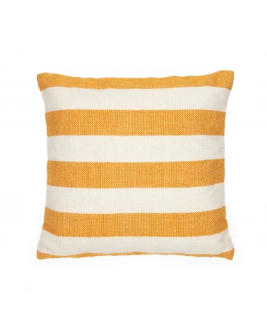 Nans 100% PET cushion cover with white and mustard stripes, 45 x 45 cm