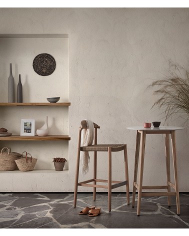 Nina stool in solid acacia wood height 62 cm