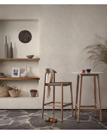 Nina stool in solid acacia wood height 62 cm