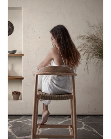 Nina stool in solid acacia wood height 62 cm