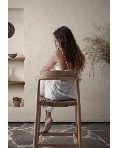 Nina stool in solid acacia wood height 62 cm