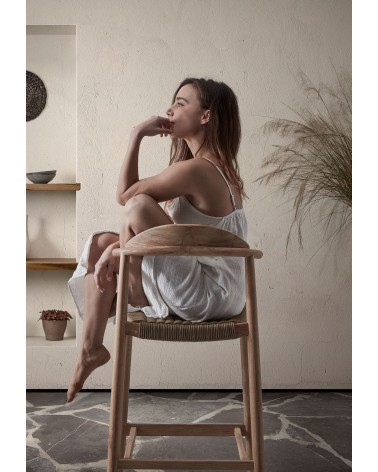 Nina stool in solid acacia wood height 62 cm