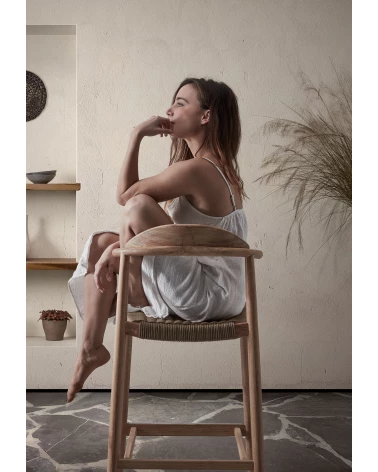 Nina stool in solid acacia wood height 62 cm