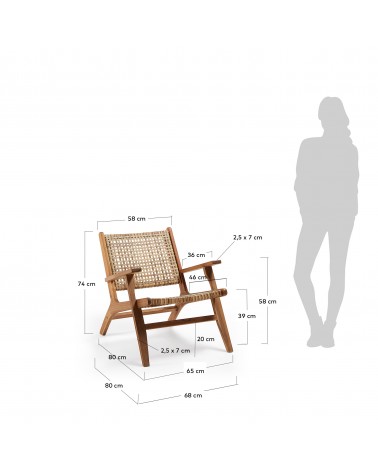 Grignoon chair, made from solid acacia wood and woven wicker FSC 100%