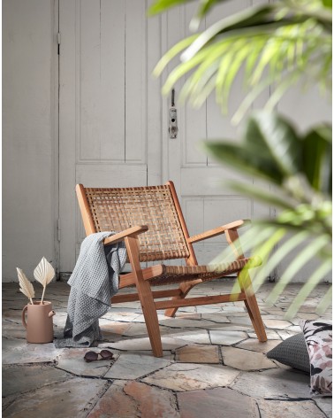 Grignoon chair, made from solid acacia wood and woven wicker FSC 100%