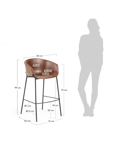 Brown synthetic leather Yvette barstool height 74 cm