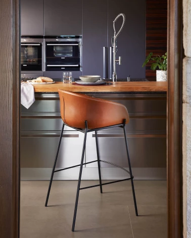 Brown synthetic leather Yvette barstool height 74 cm
